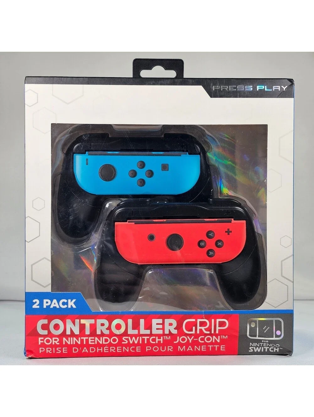 Press Play Nintendo Switch Joy-Con Controller Grip 2 Pack Black PN JRG BLK New